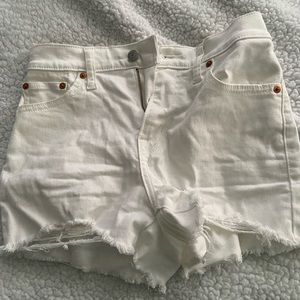 White Levi Jean Shorts (will wash clothes to get wrinkles out)!